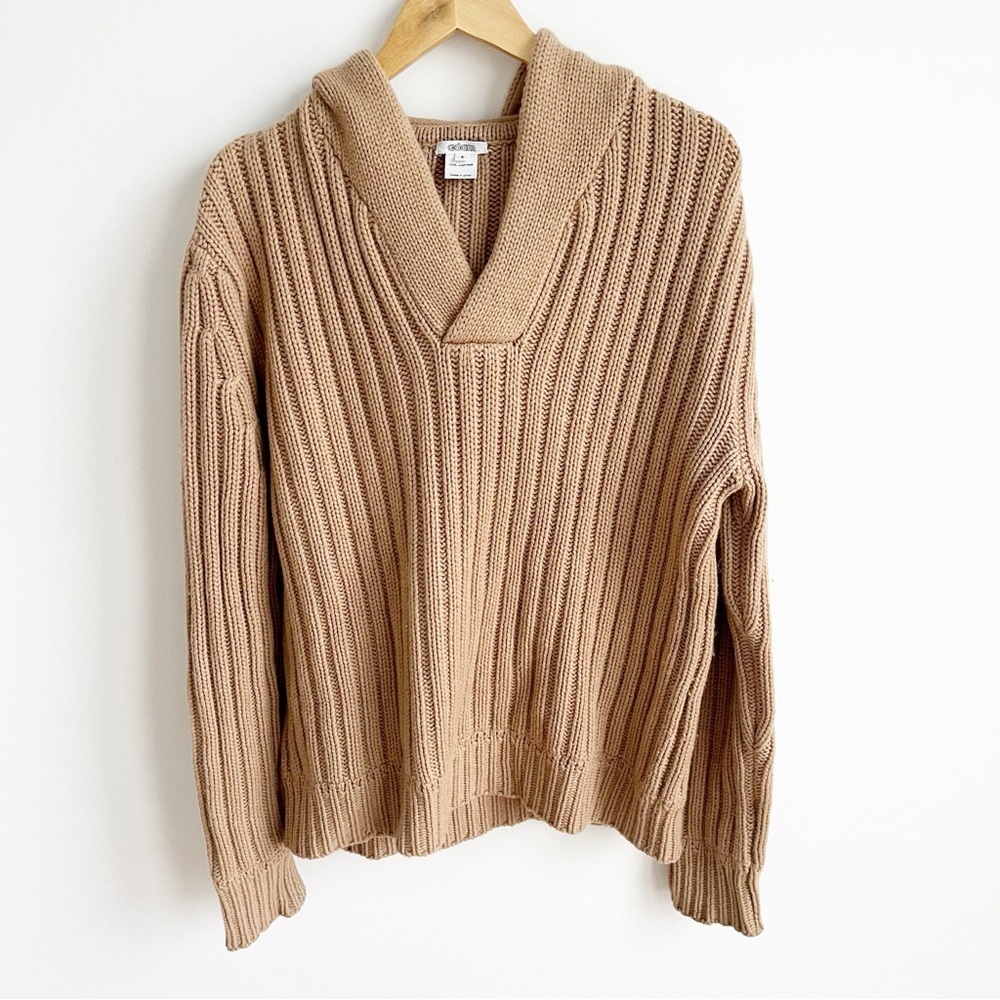 adam (by Adam Lippes) Cashmere Hooded Sweater, Tan, M - Picture 2 of 9